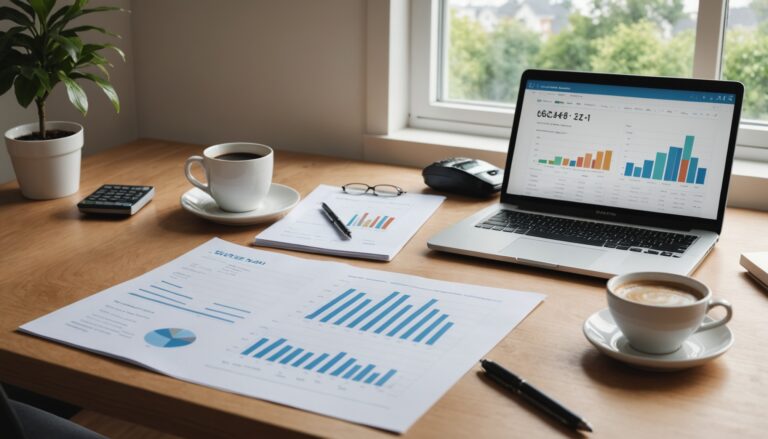 Simulation de prêt immobilier sur un ordinateur portable avec calculatrice
