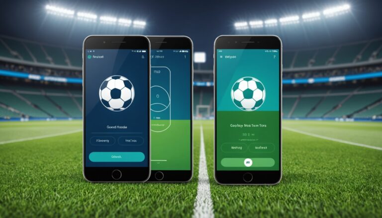 Illustration générée par IA de deux smartphones affichant une application de paris sportifs, icônes de parrainage et cadeau, ne représente aucune marque réelle